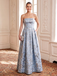Jacquard Evening Dresses A Line Square Neck Floor Length Formal Dresses with Jacket