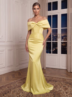 Off the Shoulder Satin Evening Dresses Mermaid/Sheath Corset Sleeveless Floor Length Formal Dresses