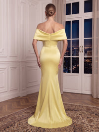 Off the Shoulder Satin Evening Dresses Mermaid/Sheath Corset Sleeveless Floor Length Formal Dresses