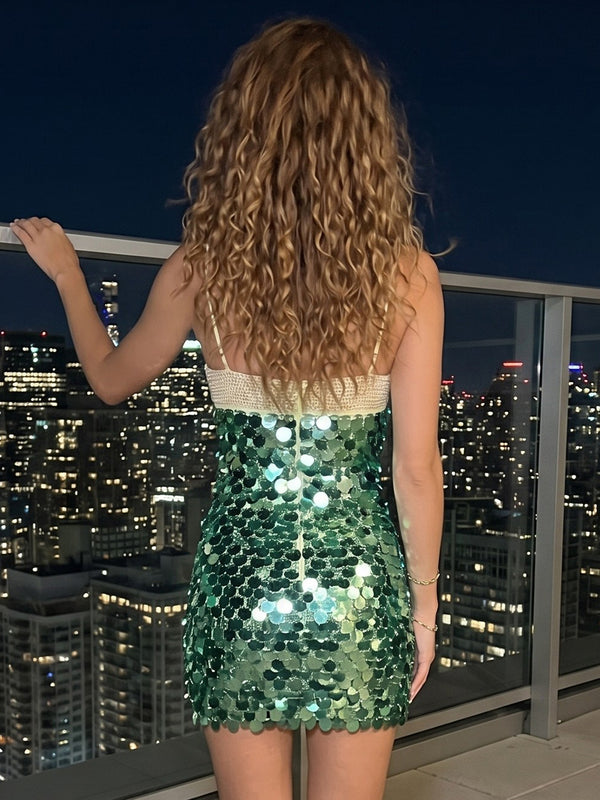 Sequin Short Mermaid Spaghetti Straps Homecoming Dresses