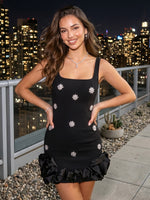 Floral Satin Short Mermaid Spaghetti Straps Homecoming Dresses