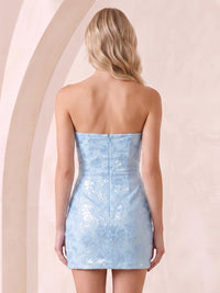 Strapless Satin Mermaid Sleeveless Embroidery Short Homecoming Dresses