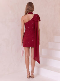 One Shoulder Satin Mermaid Sleeveless Short Homecoming Dresses