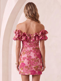 Satin Off the Shoulder Mermaid Sleeveless Jacquard Short Homecoming Dresses