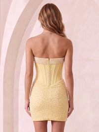 Strapless Satin Mermaid Sleeveless Rhinestone Corset Short Homecoming Dresses