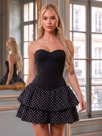 Satin A Line Sleeveless Sweetheart Tiered Short Homecoming Dresses