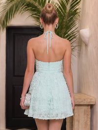 3D Flowers Lace A Line Halter Sleeveless Short Homecoming Dresses