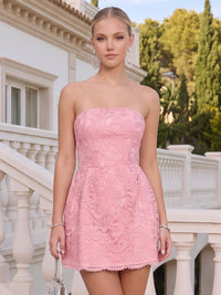Lace A Line Strapless Sleeveless Short Homecoming Dresses