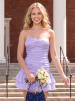 Chiffon A Line Sweetheart Sleeveless Tiered Ruffles Short Homecoming Dresses