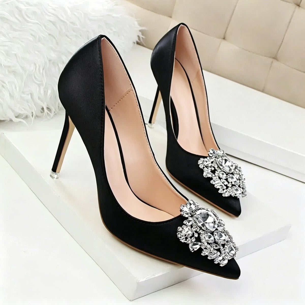 Women's Wedding Party Shoes Rhinestone Stiletto Heel Pointed Toe Bridal Shoes