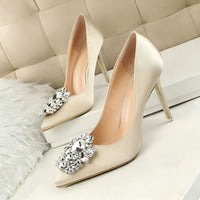 Women's Wedding Party Shoes Rhinestone Stiletto Heel Pointed Toe Bridal Shoes