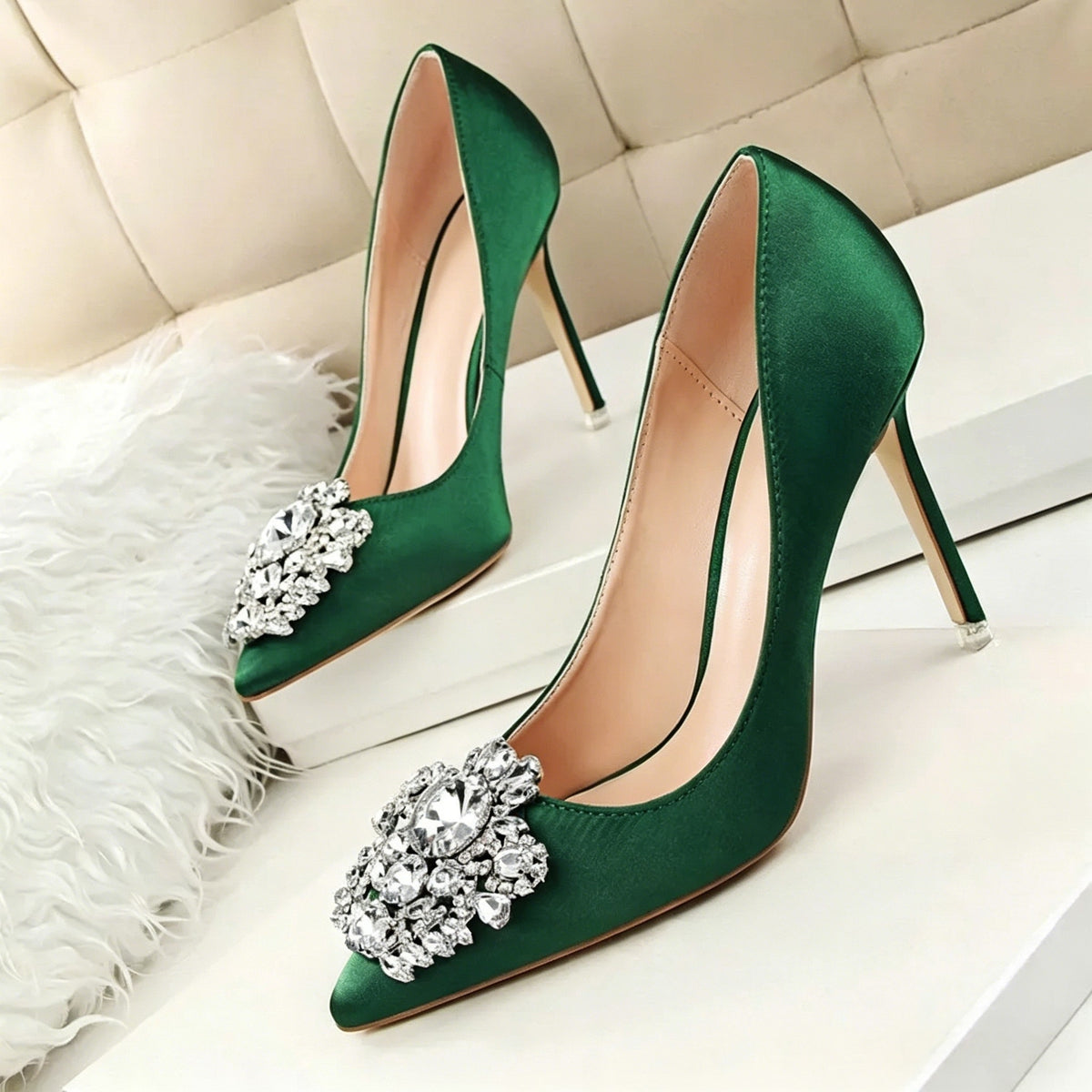 Women's Wedding Party Shoes Rhinestone Stiletto Heel Pointed Toe Bridal Shoes
