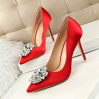 Women's Wedding Party Shoes Rhinestone Stiletto Heel Pointed Toe Bridal Shoes