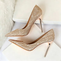 Women's Sequin Wedding Party Shoes Stiletto Heel Pointed Toe Bridal Shoes