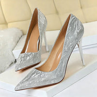 Women's Sequin Wedding Party Shoes Stiletto Heel Pointed Toe Bridal Shoes