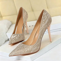 Women's Sequin Wedding Party Shoes Stiletto Heel Pointed Toe Bridal Shoes