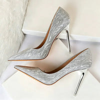 Women's Sequin Wedding Party Shoes Stiletto Heel Pointed Toe Bridal Shoes