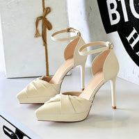 Women's Bow Tied Chunky Heel Pointed Toe Wedding Party Shoes