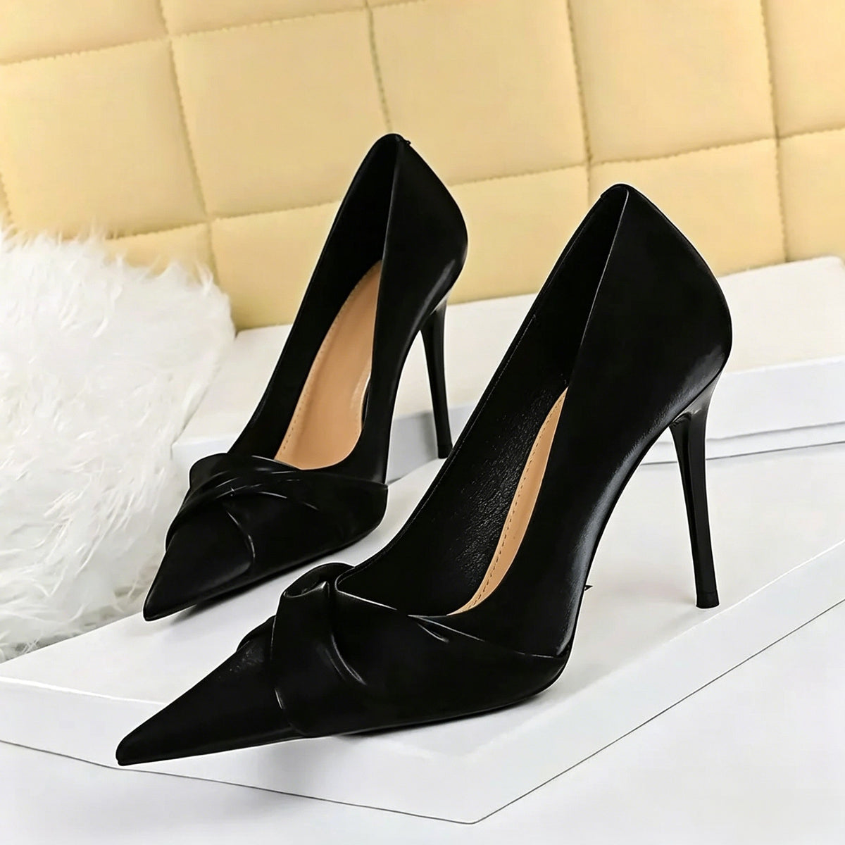 Women's Bow Tied Stiletto Heel Pointed Toe Wedding Party Shoes
