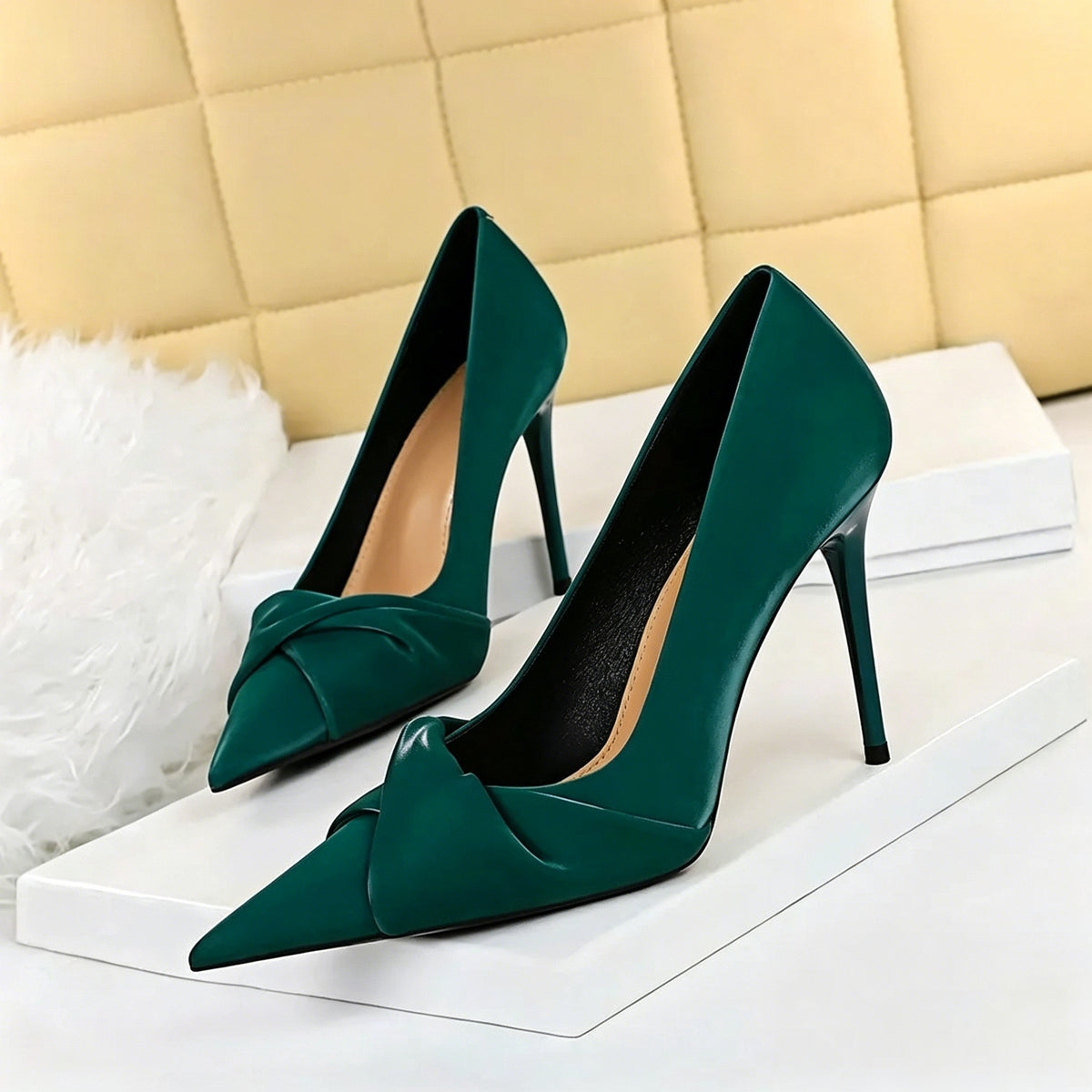 Women's Bow Tied Stiletto Heel Pointed Toe Wedding Party Shoes