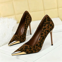 Women's Metal Tipped Suede Stiletto Heel Pointed Toe Wedding Party Shoes