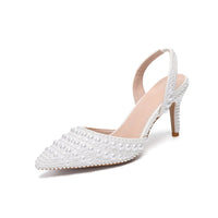 Women's Stiletto Heel Pointed Toe Wedding Party Shoes with Pearls