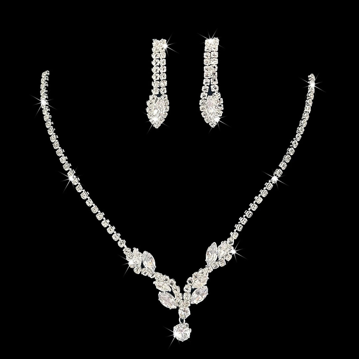 Elegant Jewelry Beading Cross 2 Pieces Chain Crystal Earrings
