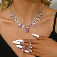 Sparkling Cubic Zirconia Bridal Jewelry Set Necklace and Drop Earrings