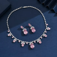 Sparkling Cubic Zirconia Bridal Jewelry Set Necklace and Drop Earrings