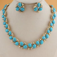 Vintage Inspired Rhinestone Necklace Earrings Set Formal Jewelry