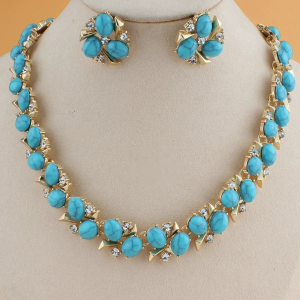 Vintage Inspired Rhinestone Necklace Earrings Set Formal Jewelry