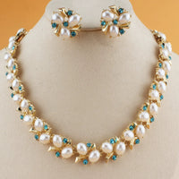 Vintage Inspired Rhinestone Necklace Earrings Set Formal Jewelry
