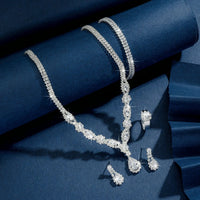 Luxury Sparkling Cubic Zirconia Formal Jewelry Set 4 Pieces
