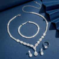 Luxury Sparkling Cubic Zirconia Formal Jewelry Set 4 Pieces