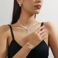 Luxury Sparkling Cubic Zirconia Formal Jewelry Set 4 Pieces