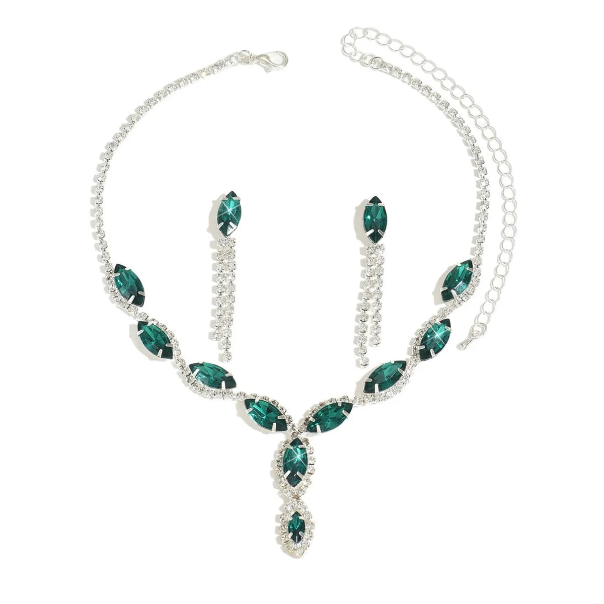 Luxury Rhinestone Bridal Necklace Earrings Set Formal Jewelry