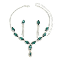 Luxury Rhinestone Bridal Necklace Earrings Set Formal Jewelry