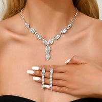 Luxury Rhinestone Bridal Necklace Earrings Set Formal Jewelry