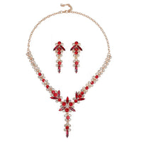 Luxury Rhinestone Statement Necklace Earrings Set Formal Jewelry