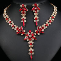 Luxury Rhinestone Statement Necklace Earrings Set Formal Jewelry