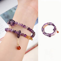 Purple Crystal Mala Beads Red Agate Charm