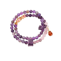 Purple Crystal Mala Beads Red Agate Charm