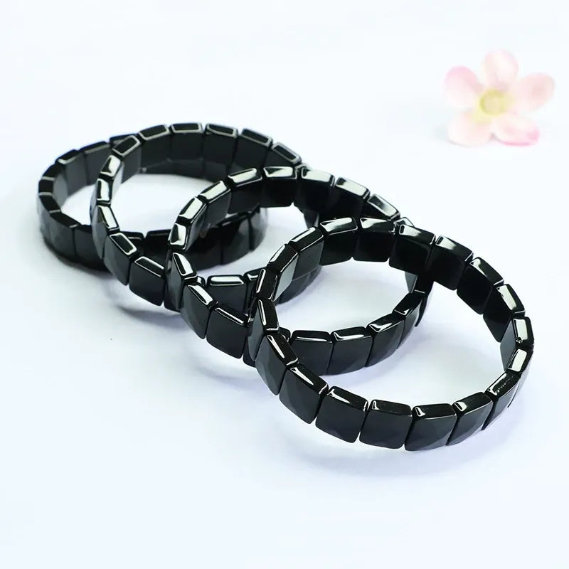 Black Onyx Mala Beads Stretch Bracelet