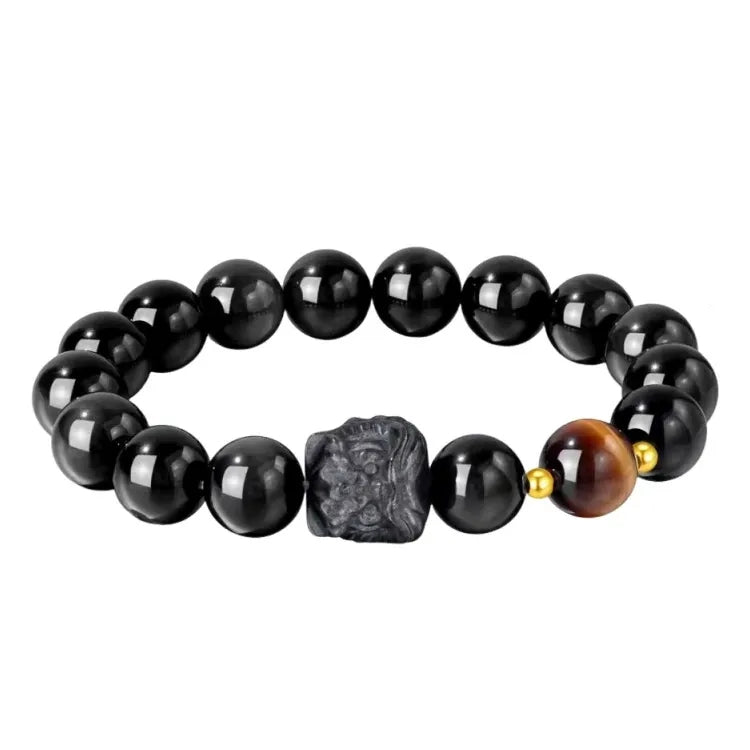 Black Onyx Bead Bracelets Tiger Eye Charm