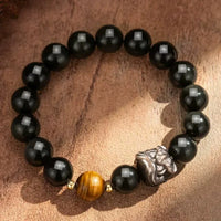 Black Onyx Bead Bracelets Tiger Eye Charm