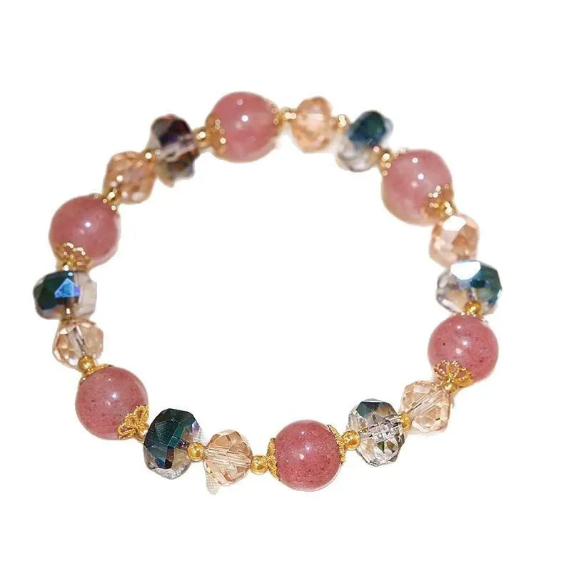 Pink Strawberry Quartz Bead Bracelets
