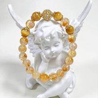 Yellow Citrine Crystal Mala Beads Stretch Bracelet
