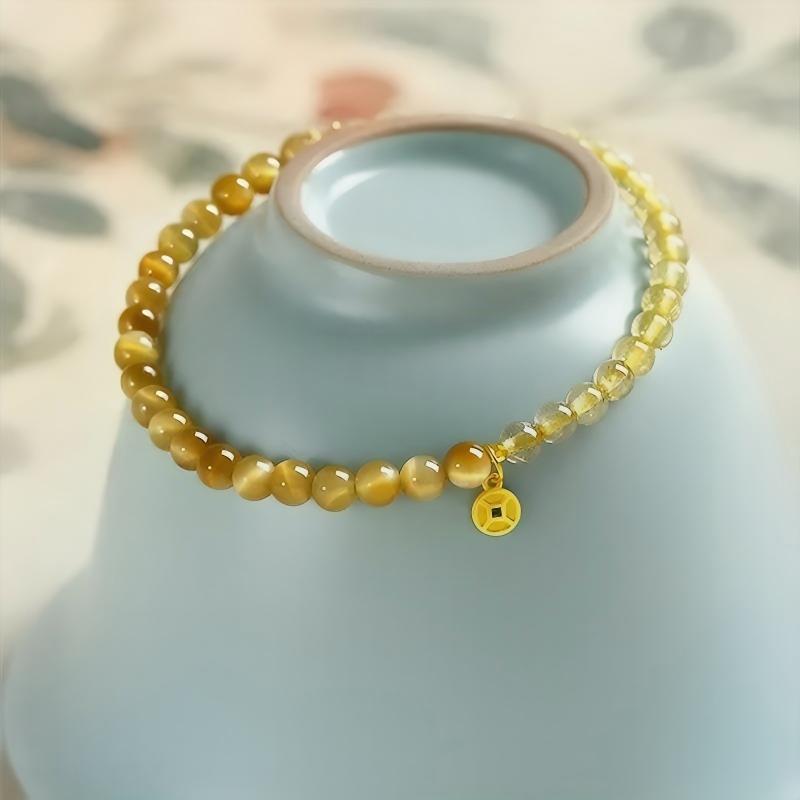 Money Coin Gold Crystal Bead Bracelets
