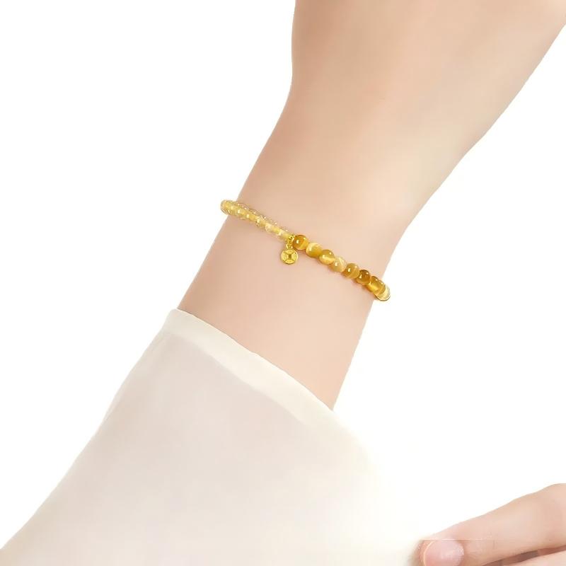 Money Coin Gold Crystal Bead Bracelets