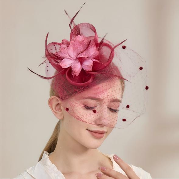 Floral Birdcage Veil Fascinator Wedding Hat